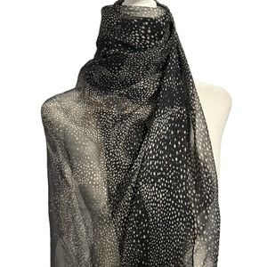 Oversized sheer black scarf/shawl with very pale pink dots and detailing. GUC